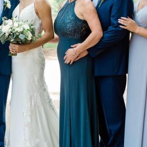 Navy blue floor length sparkle dress